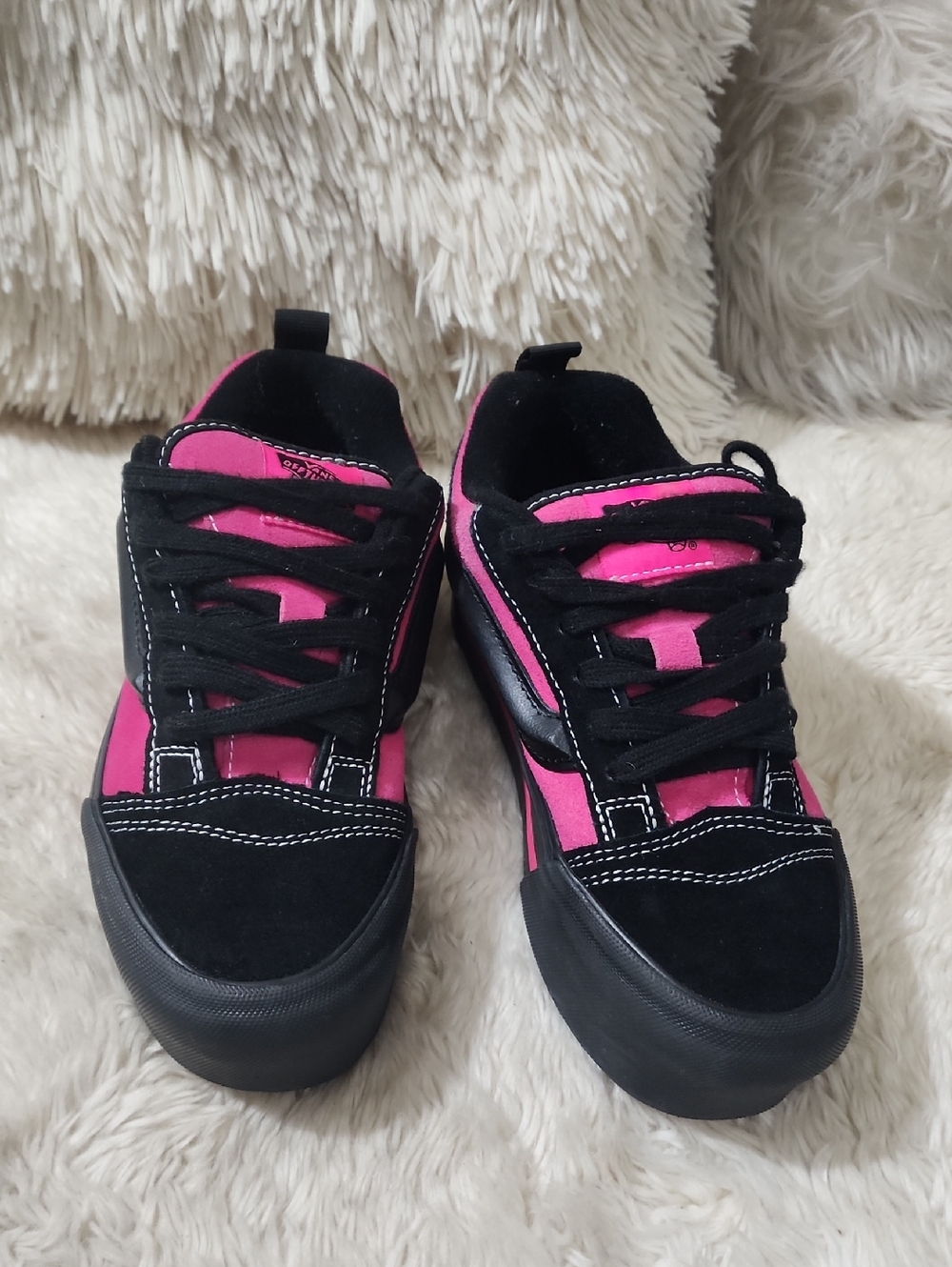 Vans Knu Stack Platform Skate Shoes Sneakers Black Pink - Picture 4 of 12